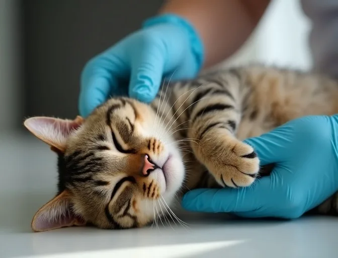 Specialist carefully handling a deceased cat with dignity in Indented Head
